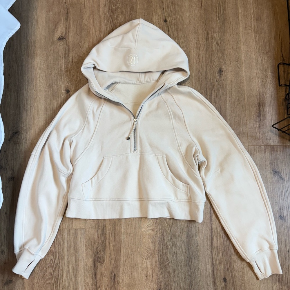 lululemon athletica Cream Cropped Half-Zip Hoodie